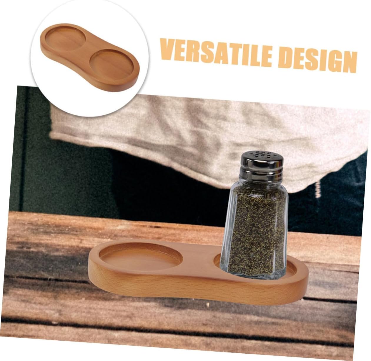 Wood Pepper Tray Coaster Holder for Dining Table Seasonings image 3
