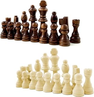 Staunton Design - Figuras de ajedrez de madera con deslizador de fieltro, altura 90 mm, diseño Staunton, figuras de madera con almohadillas de fieltro, color marrón y blanco, talla XL, 90 mm, talladas