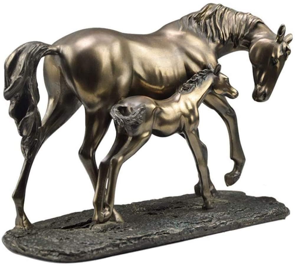 YUZDNM Decoration Sculpture-Bronze Statue Sculpture Mom & Baby Horse