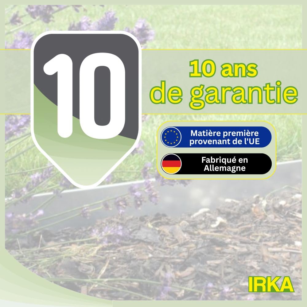 IRKA Bande de Bordure de Gazon Acier Corten 20 cm x 10 m | Bordure de parterre flexible, épaisseur 1 mm, pour le jardin, délimitation et encadrement des parterres