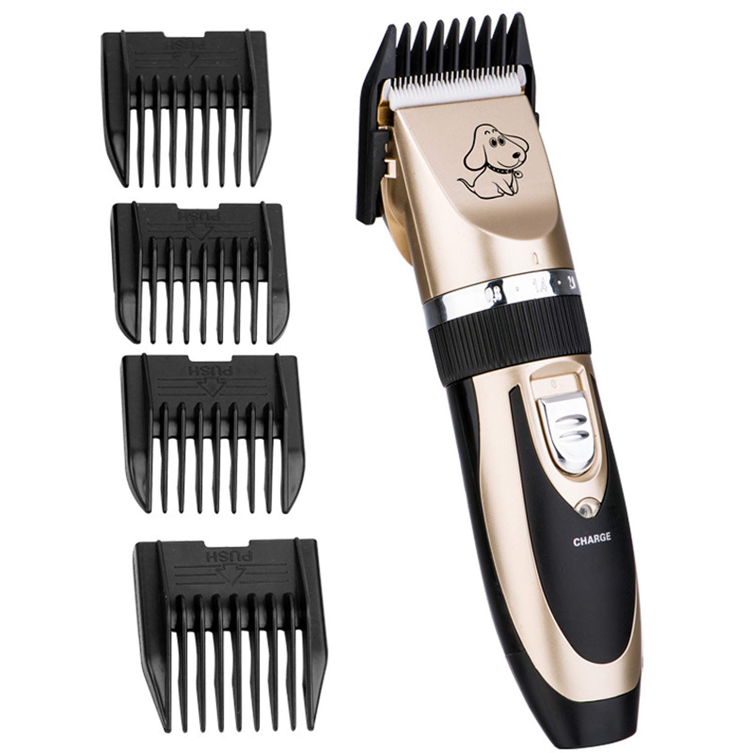 Tondeuse Chien Chat Charge Rapide Kit Rechargeable Rasoir Toilettage Lame Détachable Lavable Bruit Faible Or 17.5 * 4.5cm