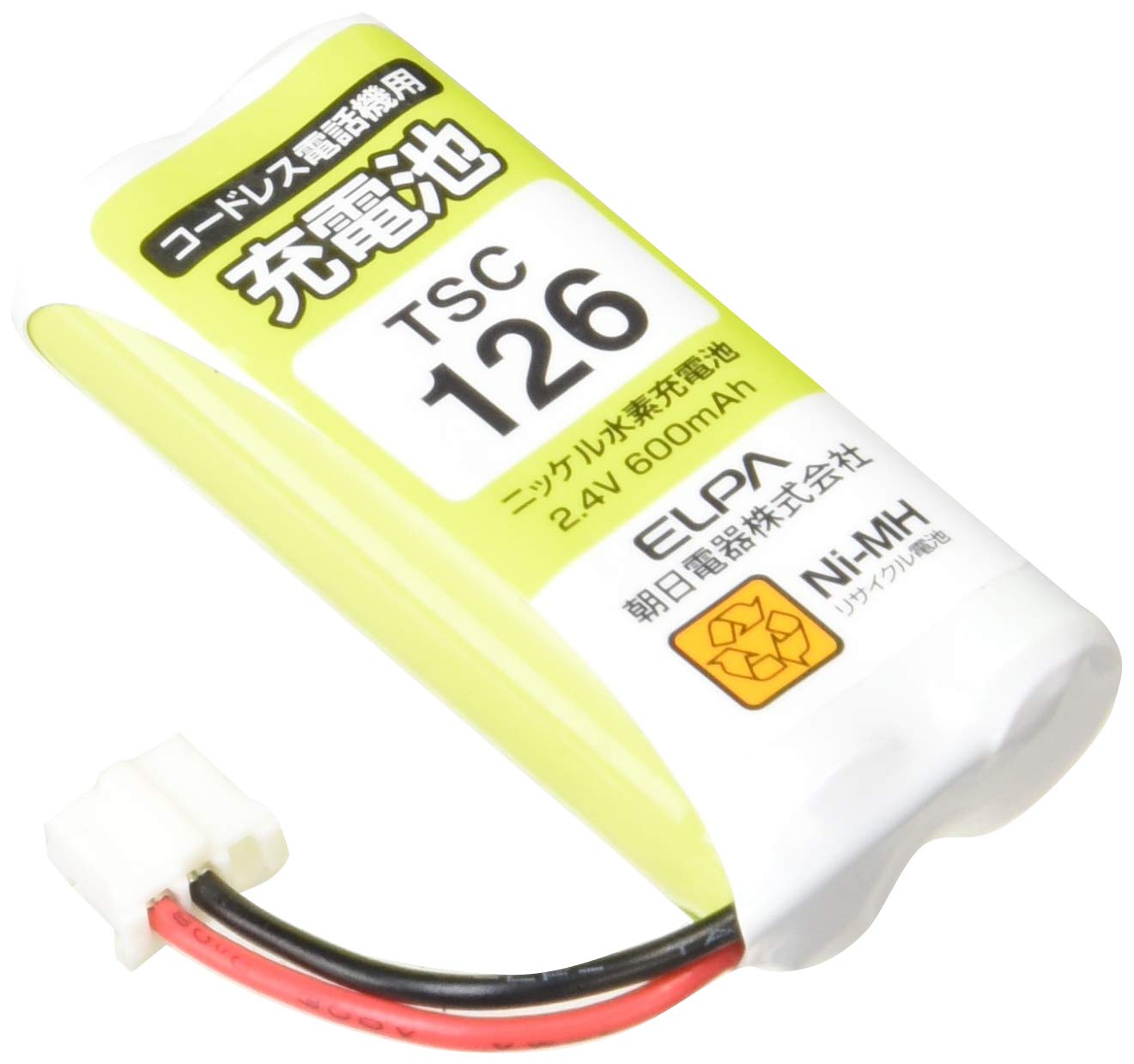 ELPA TSC-126 Rechargeable Battery for Phones, Panasonic Equivalent Battery Pack, 2.4 V, 600 mAh, NiMH Rechargeable Battery