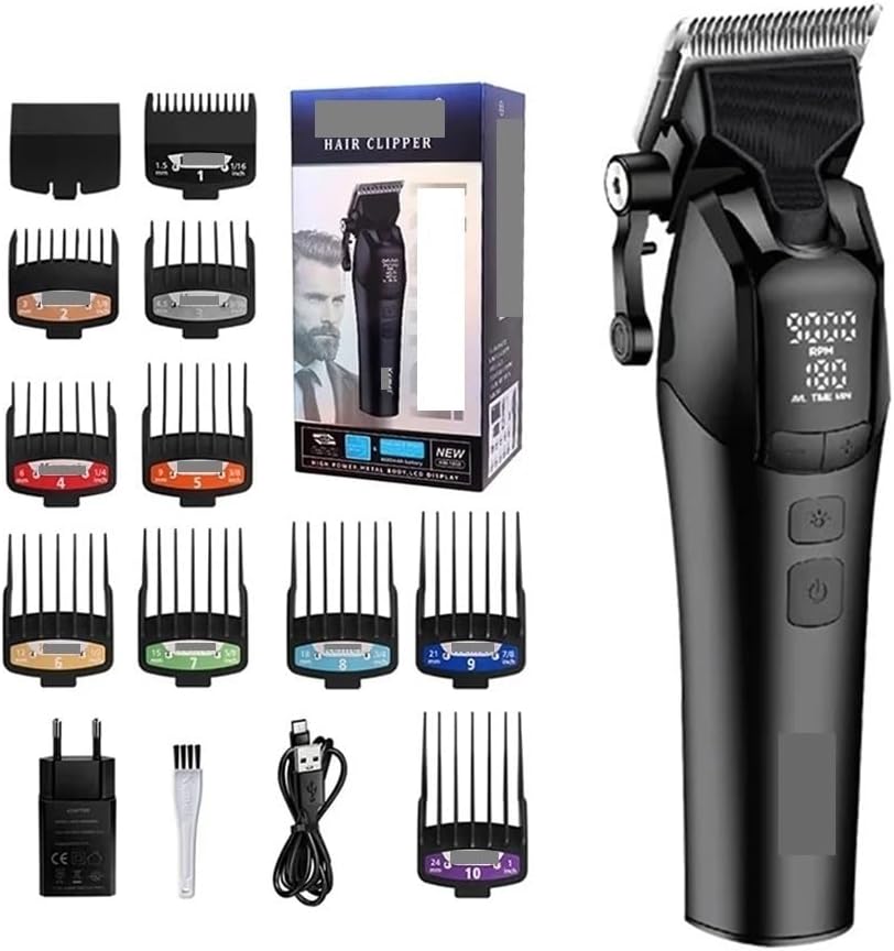 Professional Barber Hair Clippers Rechargeable Cordless Electric Trimmer Cutting Machine Men Cutter 9000RPM(with Box)