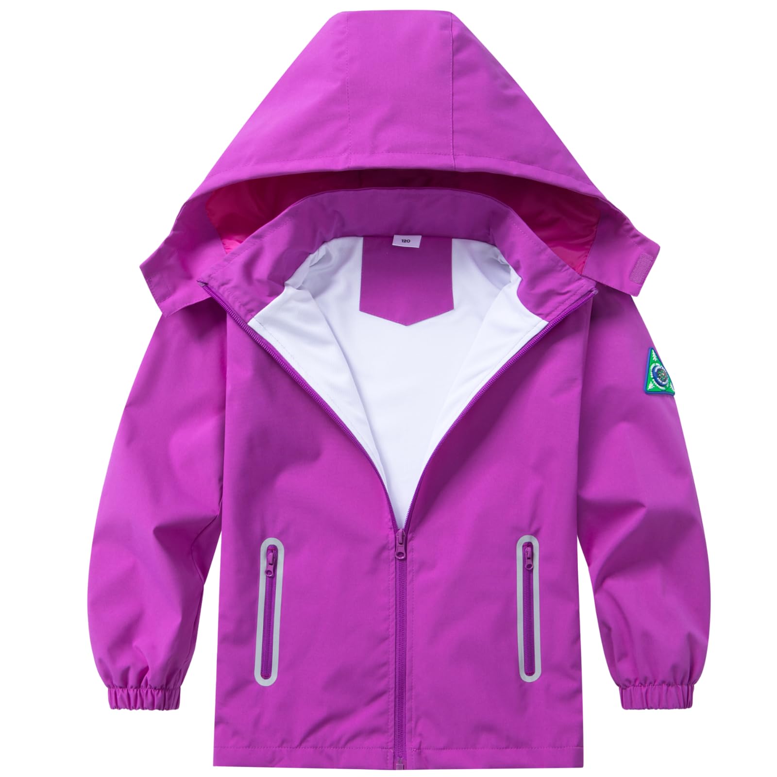Boys Rain Jacket with Detachable Hood Lightweight Raincoats for Kids