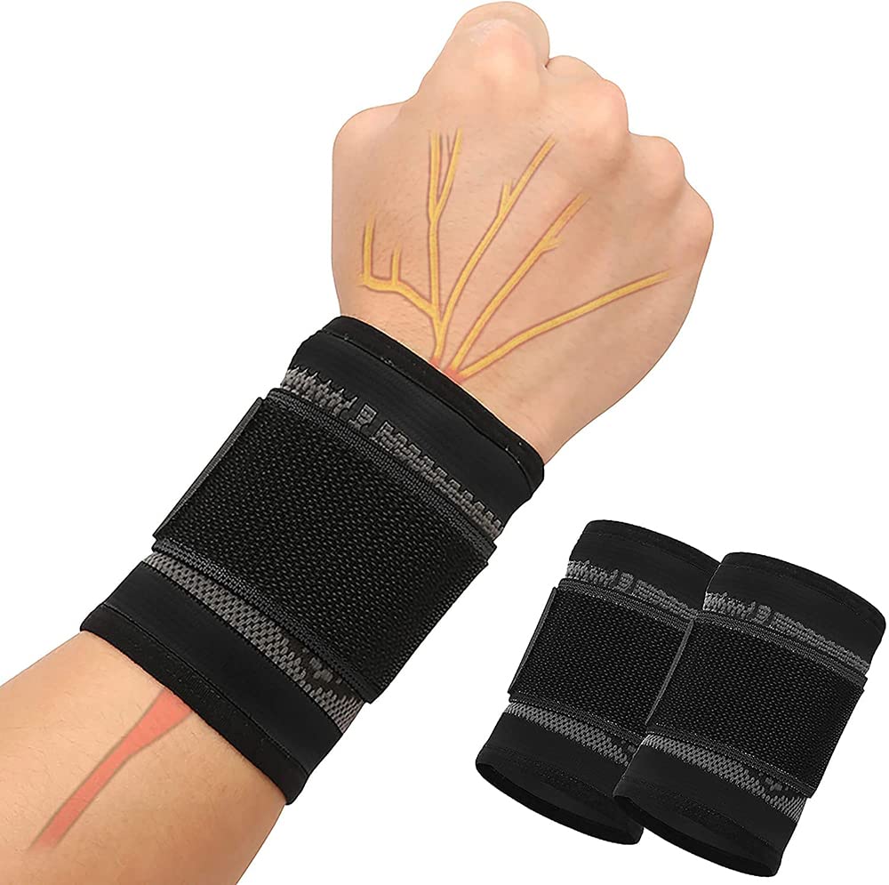 Wrist Support, 2 Pack Wrist Brace, Adjustable Wrist Strap Reversible