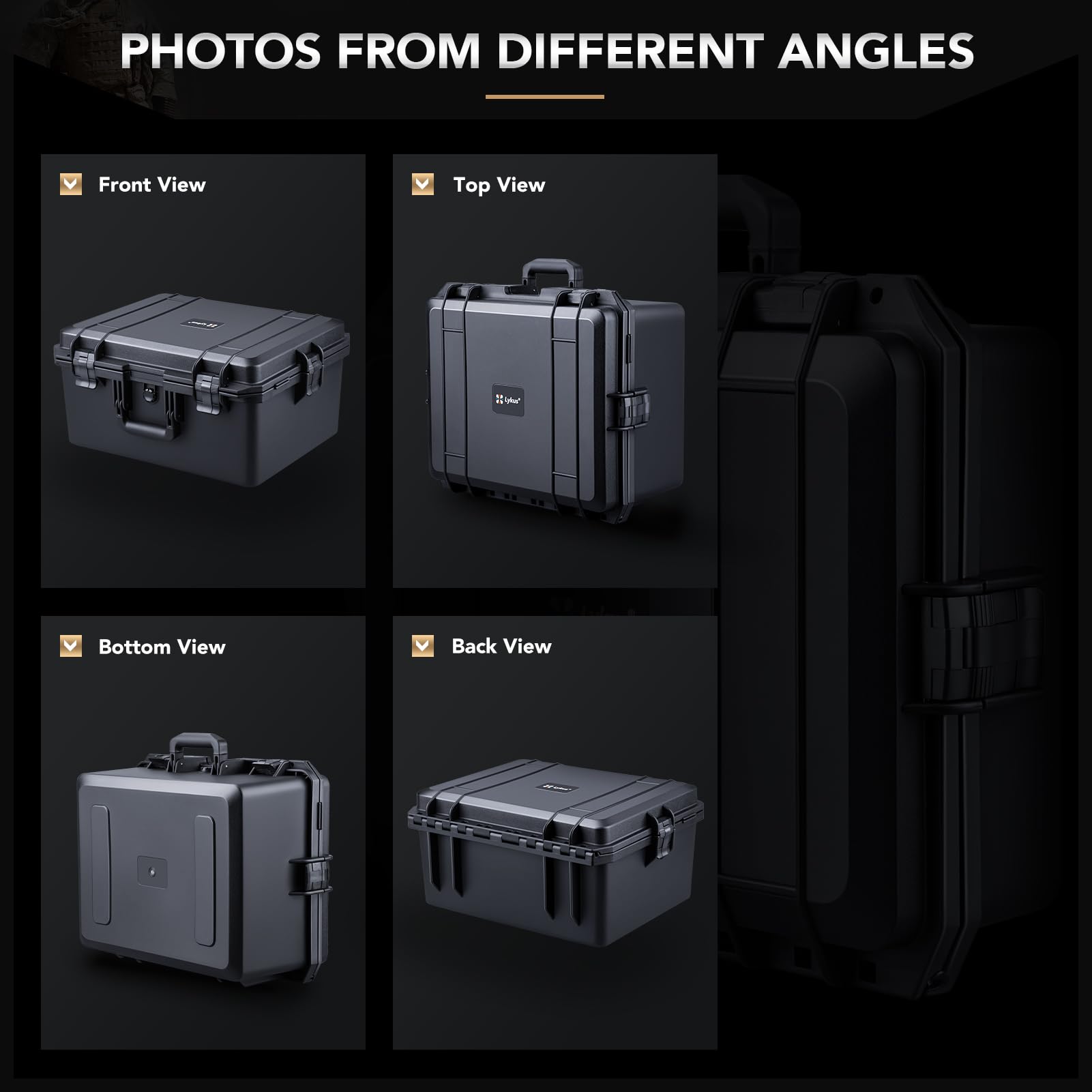 Lykus HC-4630 Maletín/Maleta/Estuche/Case rígida Impermeable con Espuma Personalizable, Tamaño Interior 46x36x24 cm, Adecuado para electrónica y más