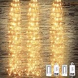 2 Pack Fairy Lights with Remote 250 LED Battery Operated Outdoor Waterproof Twinkle Lights 8.2ft Wat