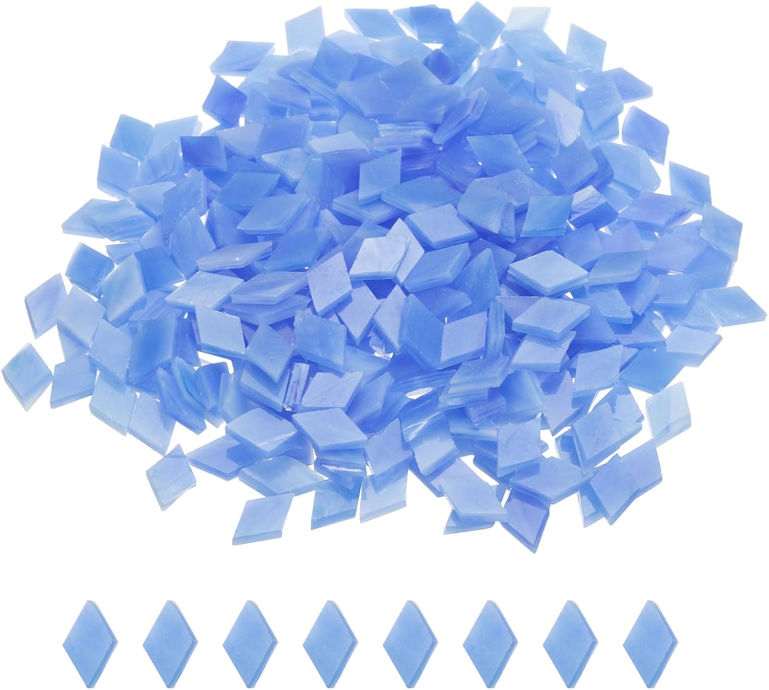 MECCANIXITY 200g Mosaic Tiles Rhombus Shape Glass Mosaic Tiles Stained Mosaic Glass Pieces for Home Decoration Art Crafts DIY Projects Transparent Sky Blue