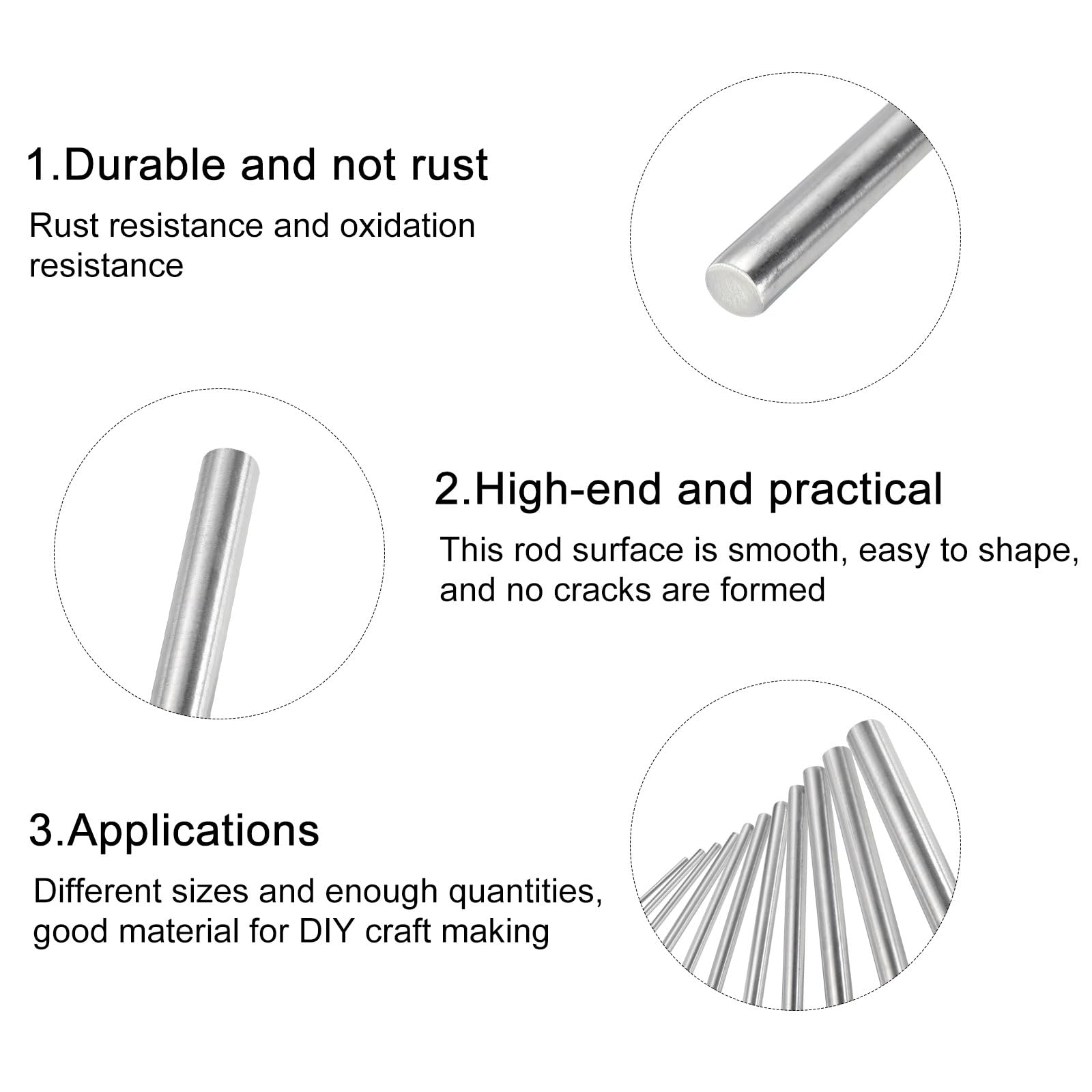 MECCANIXITY 304 Stainless Steel Round Rods – 4mm X 400mm, Pack Of 10 – Solid Shafts For DIY Models, Cars, Airplanes, Helicopters & Craft Projects - View #9