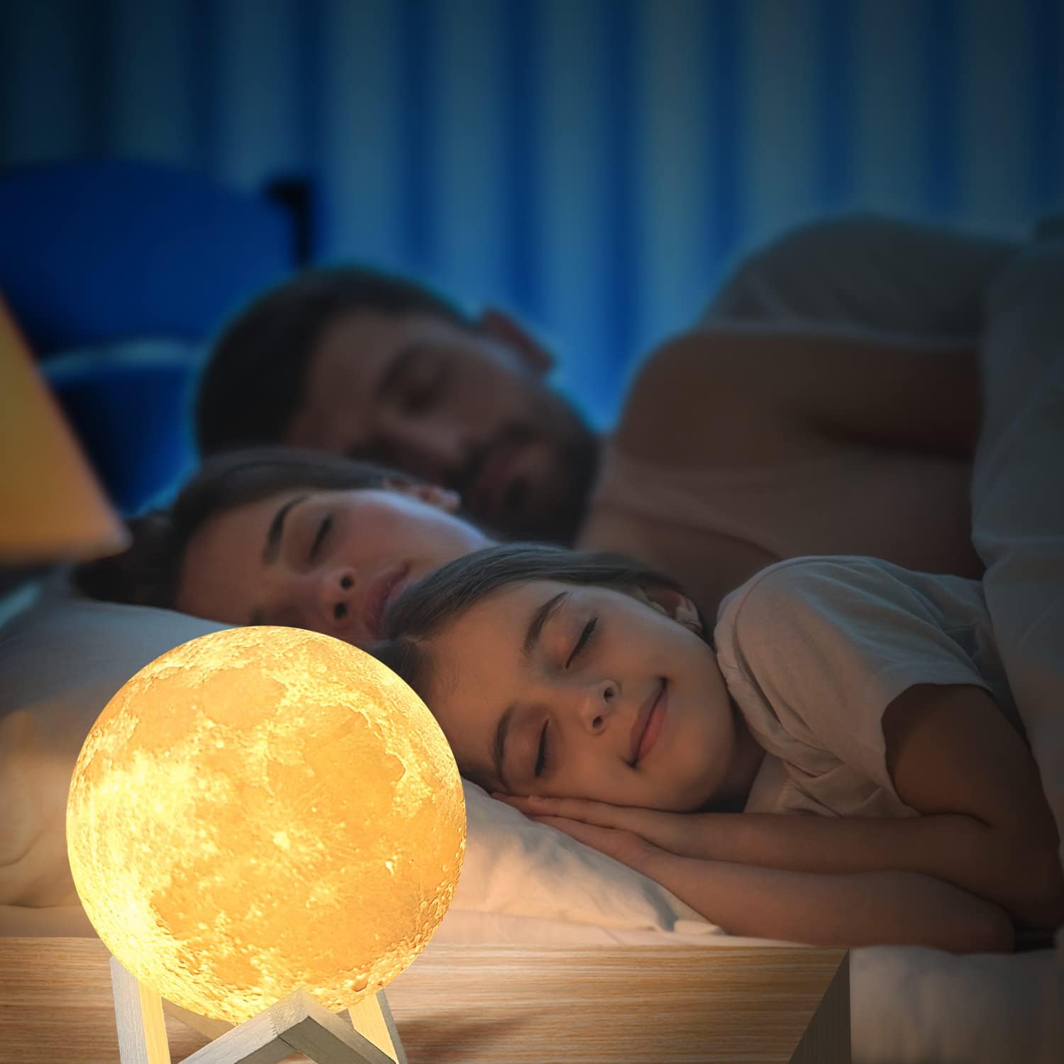 Balkwan Moon Lamp 3D Printing 5.9 inches Moon Light Dimmable with Touch Control, Rechargeable Lunar Light Home Decorative Night Light for Romantic Gift