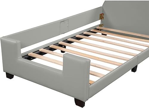 Miniatura 6 de CNANXU Sofá cama tapizado de tamaño individual con orejas de conejoorejas de ratón, marcos de cama de tamaño individual para niños, niñas,