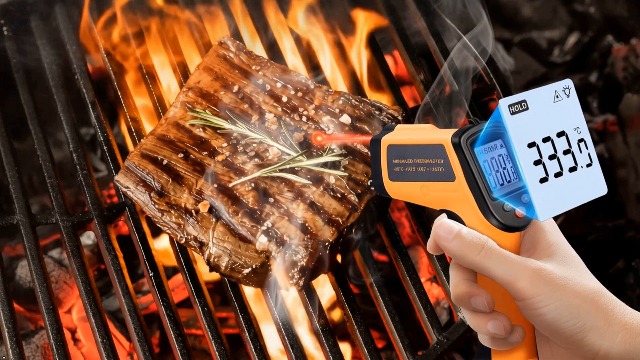 Image of Digital Infrared Thermometer Gun for Cooking,BBQ,Pizza Oven, Infrared Thermometer Laser with Backlight,-58℉~712℉(-50℃~380℃) Handheld Non Contact Heat Laser Temperature Gun (Not for Human)