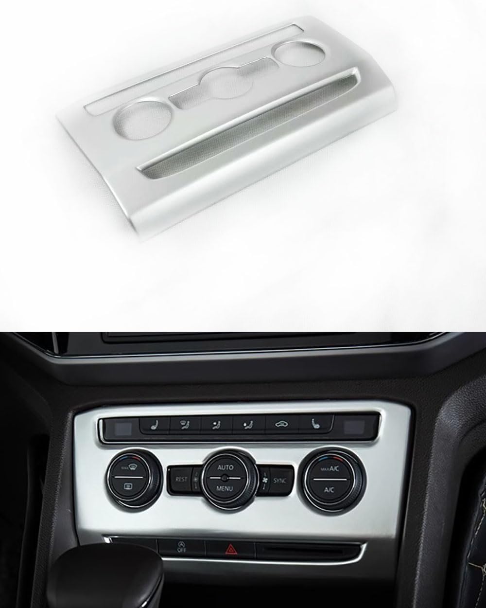 Car Accessories Fit for Volkswagen VW Atlas 2018-2023 ABS Interior Center Console Knob Panel Cover Trim 1PC Set（Matte Silver）