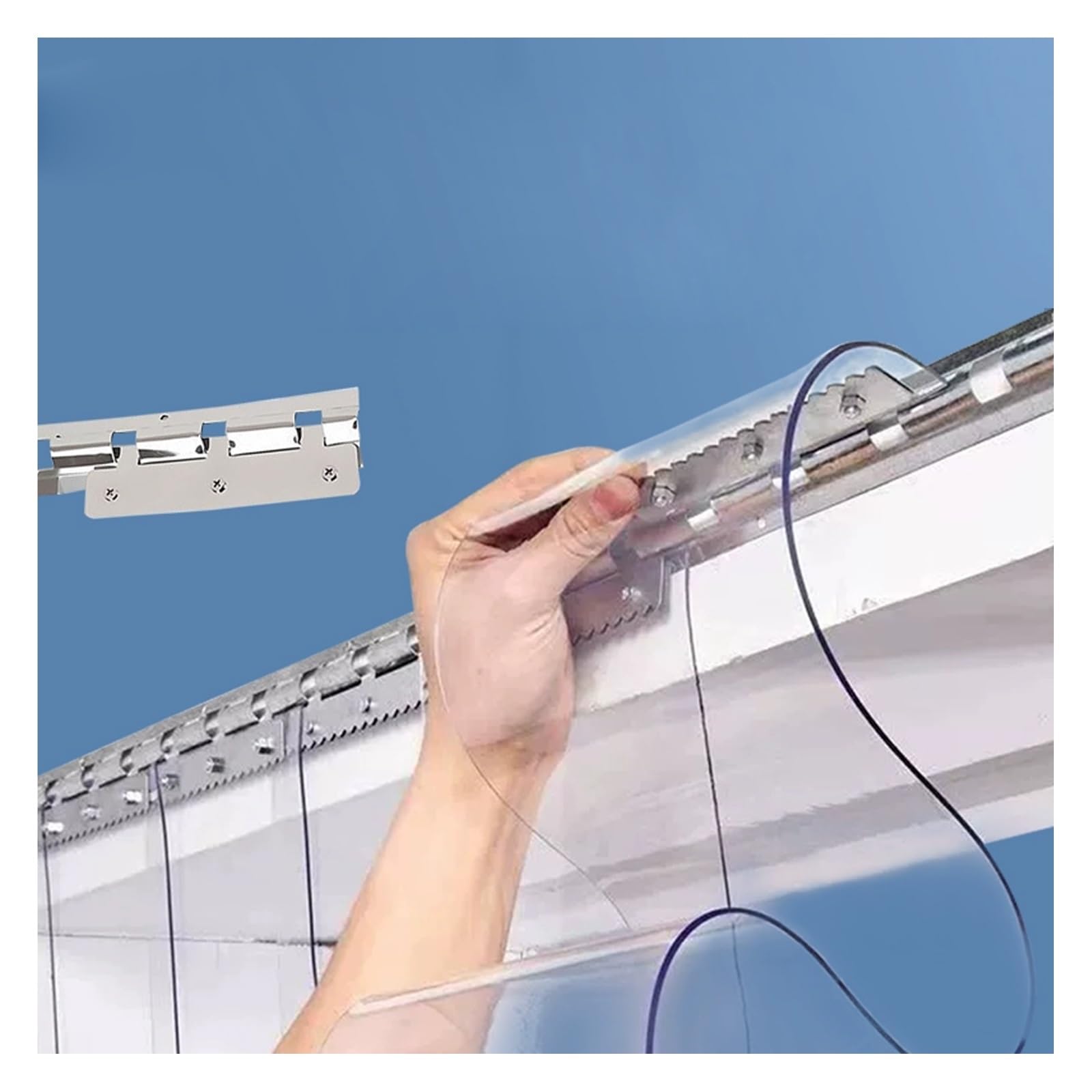Cortina de Tiras de PVC Cortina de Láminas， Transparente Kit de Tira de plástico de fleje de PVC de láminas Kit ，para almacenes, garajes, fábricas, supermercados(105x200cm/41.34x78.74in)