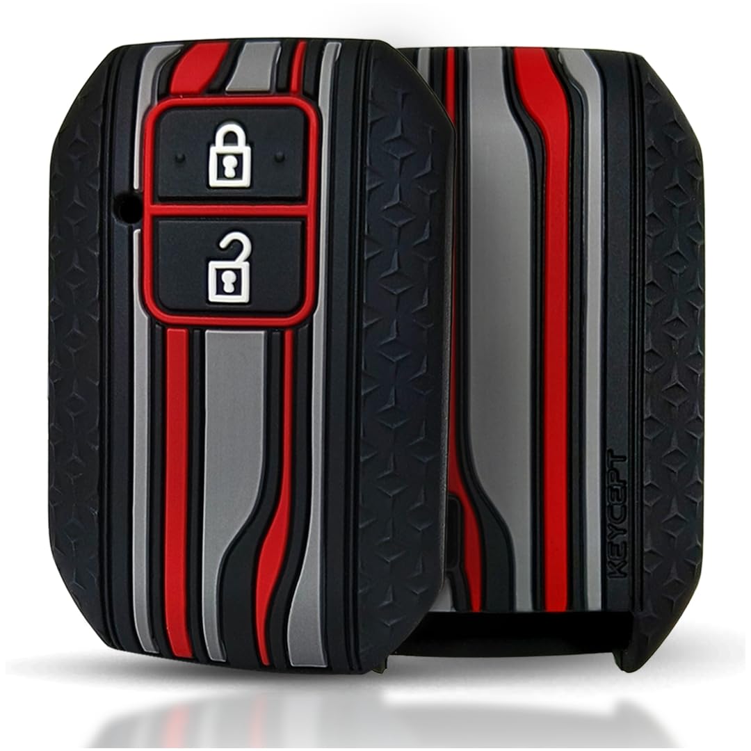 Keycept™ TriStar Silicone Key Cover Compatible for Suzuki Swift, Dzire, Ertiga, Baleno, Celerio, Brezza, Scross, Fronx, Jimny Ignis (2 Button Smart Key Cover, Black)