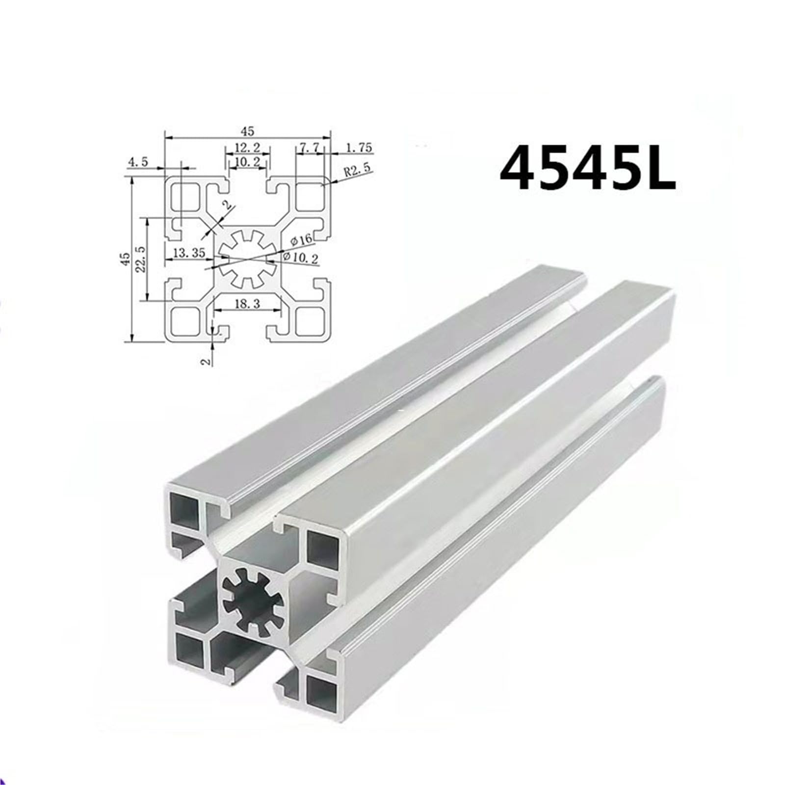 GTPBAO Perfil de extrusión de aluminio 4545, ranura en T de 10 mm, estándar europeo, tubo cuadrado de 45 x 45 mm, marco de riel lineal for estructuras de bricolaje. Carril extruido(700mm 27.56")