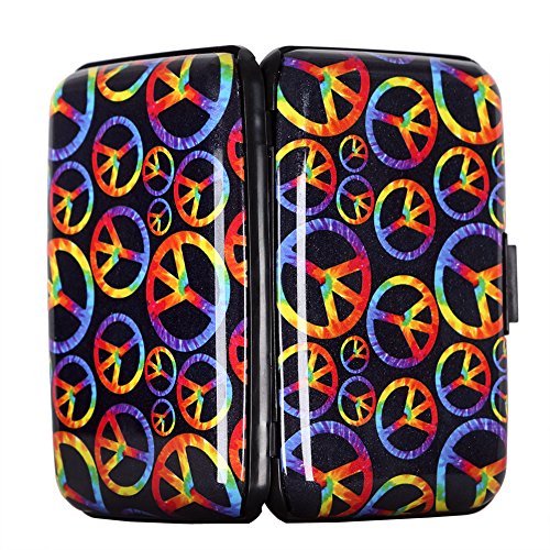 Vichline Aluminum Wallet Rfid Blocking Metal Credit Card Holder Slim Hard Case (Colorful Peace Sign) #TOP2