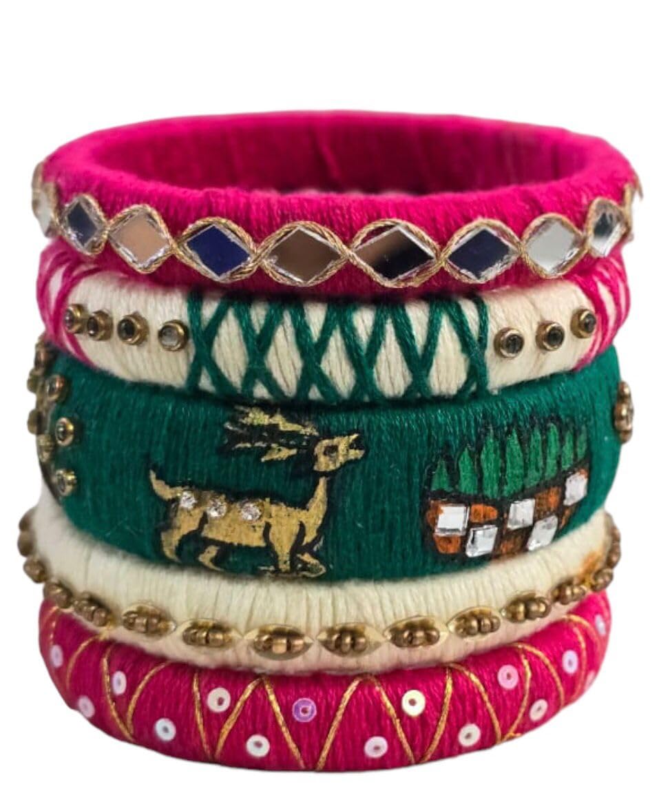 See full amazon price history chart for Shree thejewelbox Pink and GreenHand Painted Bangles, Handcrafted Cotton Thread Bangle Set forWomen & Girls (2.6) Shree thejewelbox Pink and GreenHand Painted Bangles, Handcrafted Cotton Thread Bangle Set forWomen & Girls (2.6) (B0DDTLMT49) Amazon Price History, Amazon Price Tracker