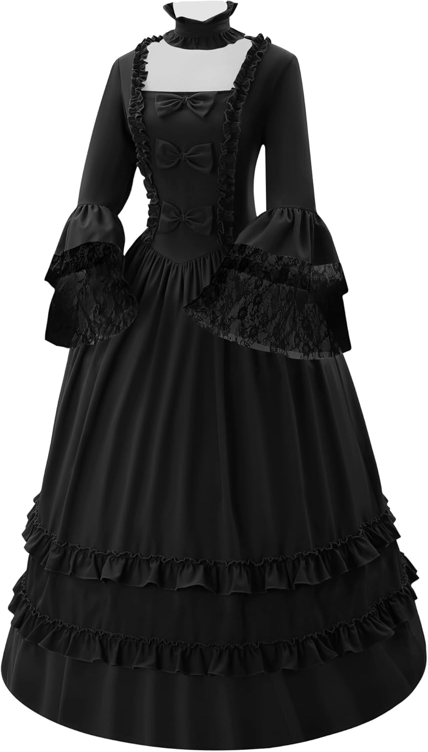 Women's Vintage 18th Century Victorian Dress Flare Sleeve Costume Dress Fancy Dress Party Ball Gown - Image 3