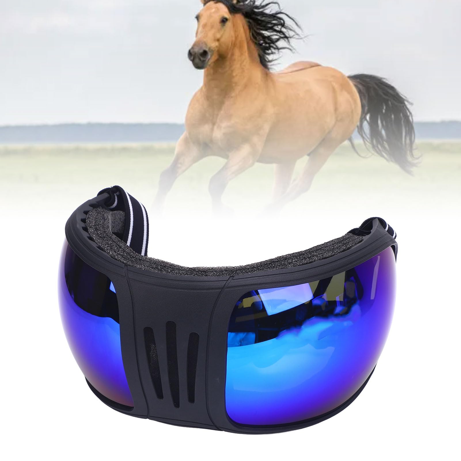 Drfeify des Lunettes de Cheval, des Lunettes de Chevaux en Plastique en Plastique Lunettes de Soleil de Chevaux avec Sac de Rangement pour Les Fournitures de Harnais