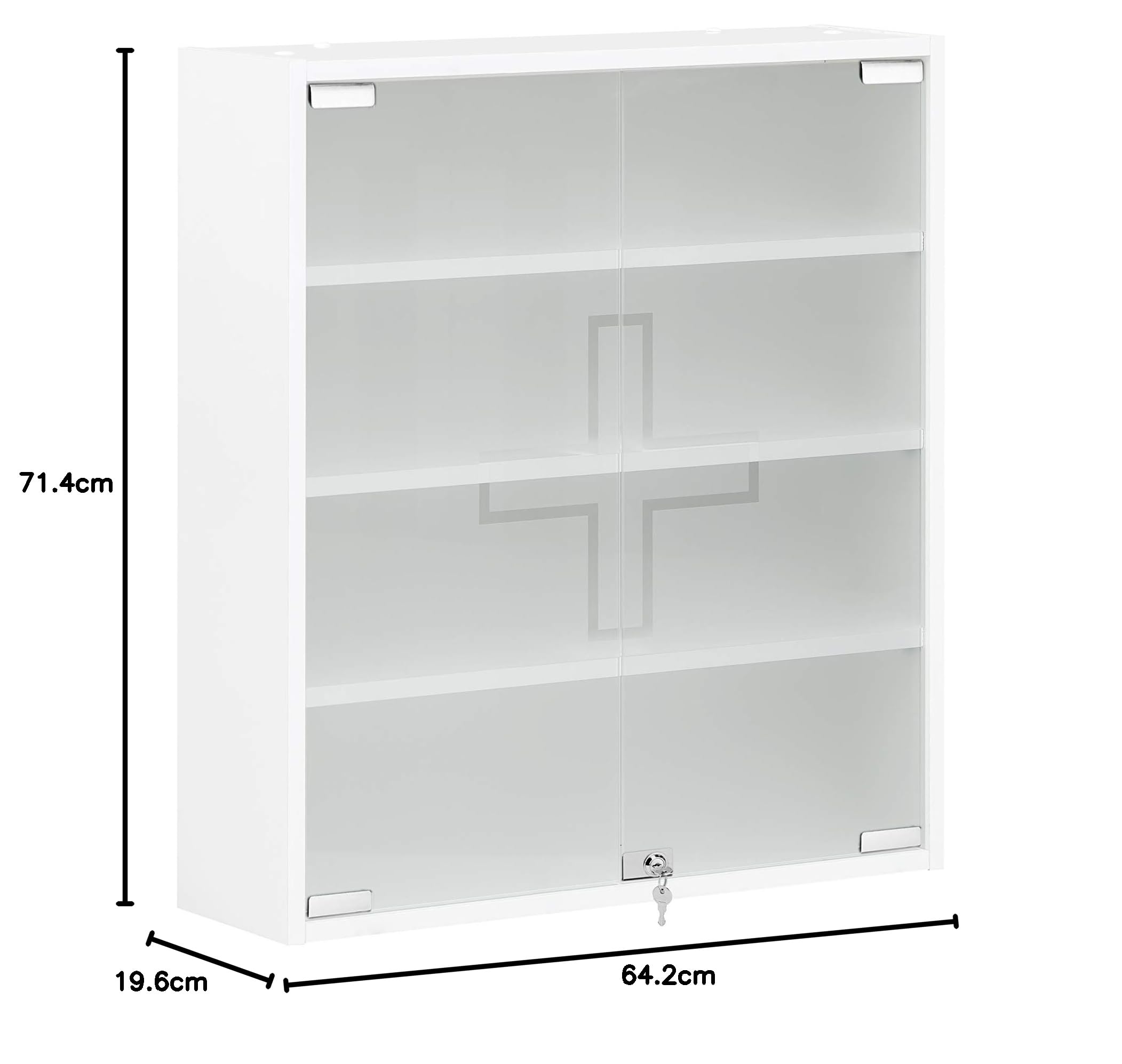 Schildmeyer 701987 Armoire à Pharmacie verrouillable, Blanc Mat, 71,5 x 64,2 x 19,6 cm