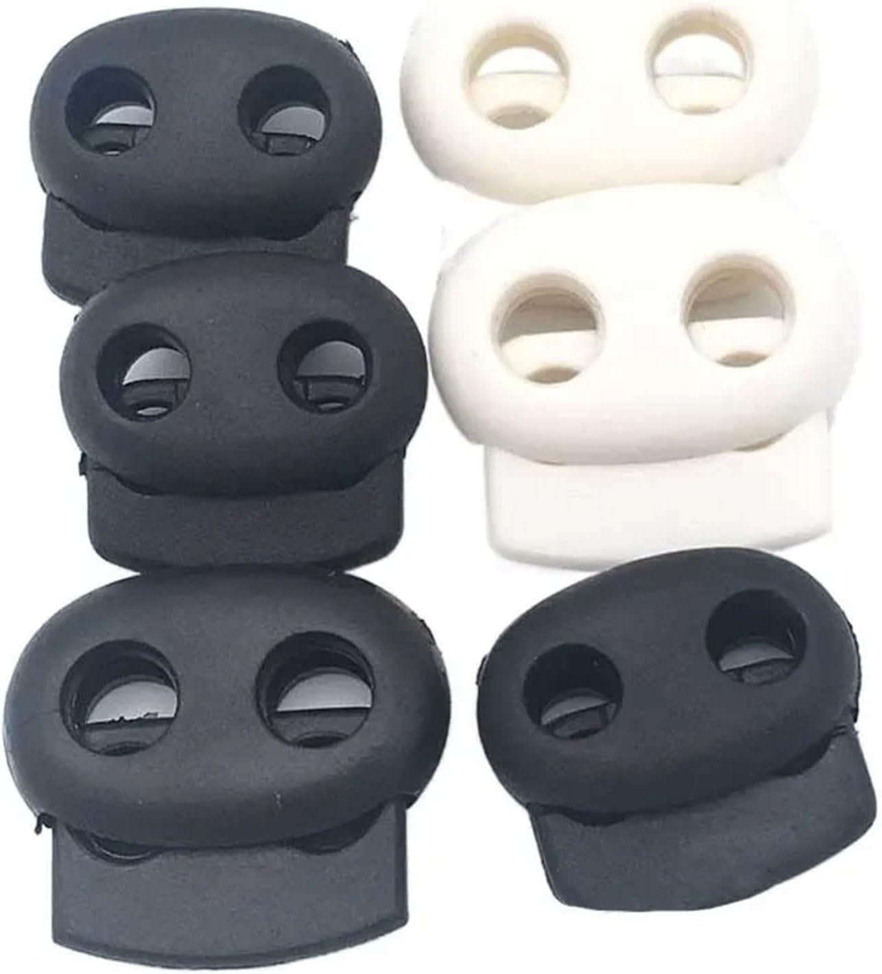 Metal Cord Locks Rope Stopper 200 Pcs 4mm-5.5mm Twin Hole Plastic Stopper Cord Locks Bean Drawstring Toggle Clip Apparel Shoelace Sportswear Button Accessorie(20mm Black)