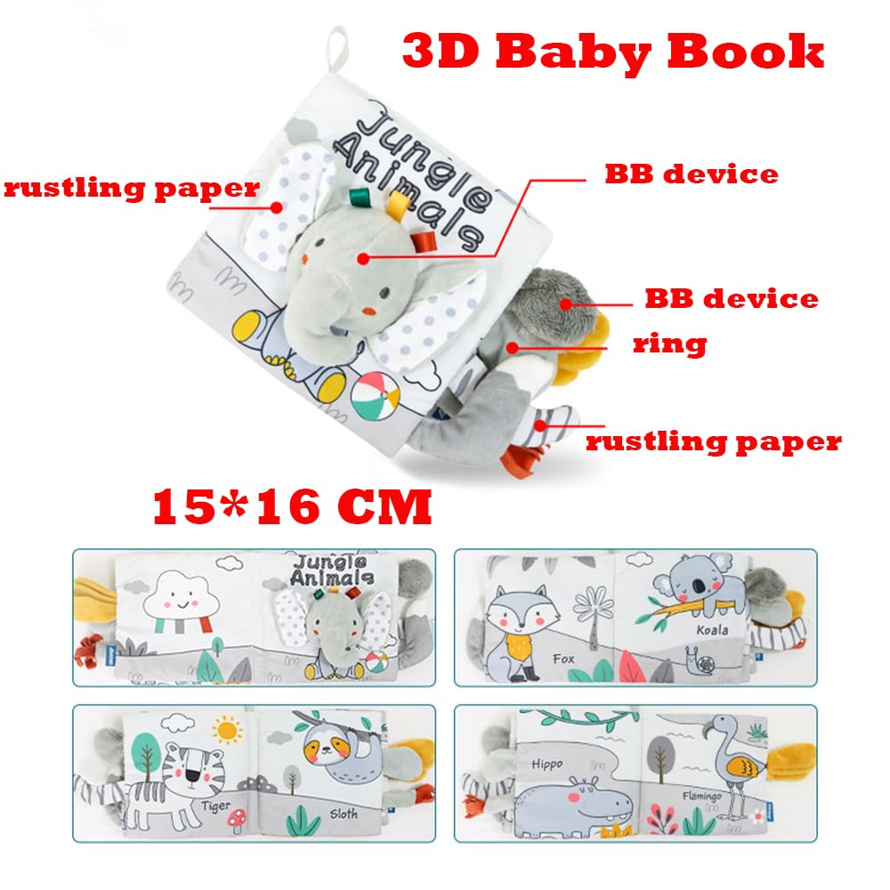 9 toys for babies aged 3-18 months, including silicone remote control, dental teething stick, 3D book for baby toys, rattles and wristbands, and baby bell toys