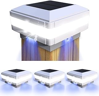 Solar Outdoor Post Lights 52LEDs 160LM, 4x4 Post Caps, Fence Deck Post Solar Lights for 4x4 5x5 6x6 Wood Post, IP65 Waterproof, Solar Lights for Outside Patio Yard Garden Pathway Landscape Lighting