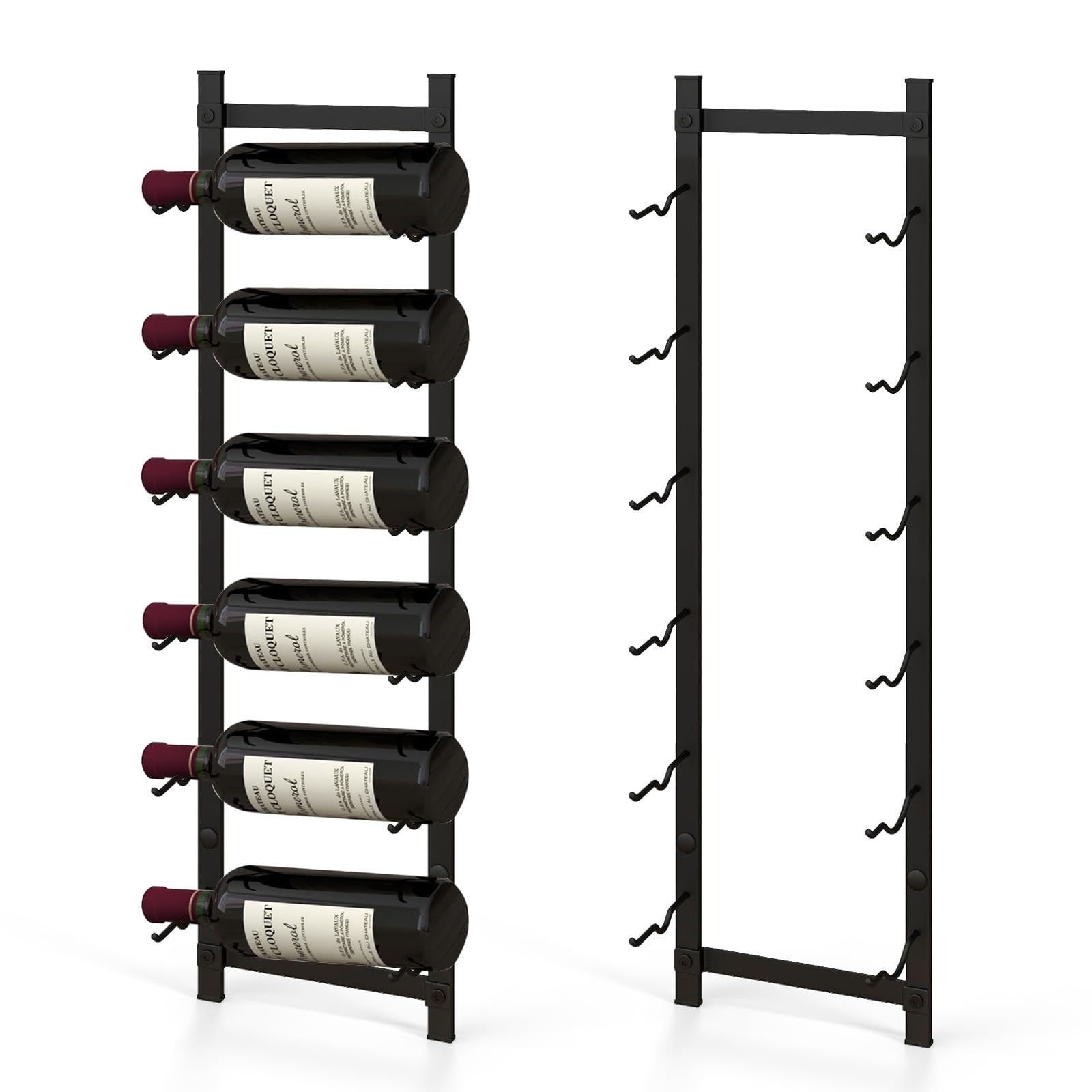 Wall Mounted Wine Rack For 10 Wine Bottles, Metal Hanging Floating