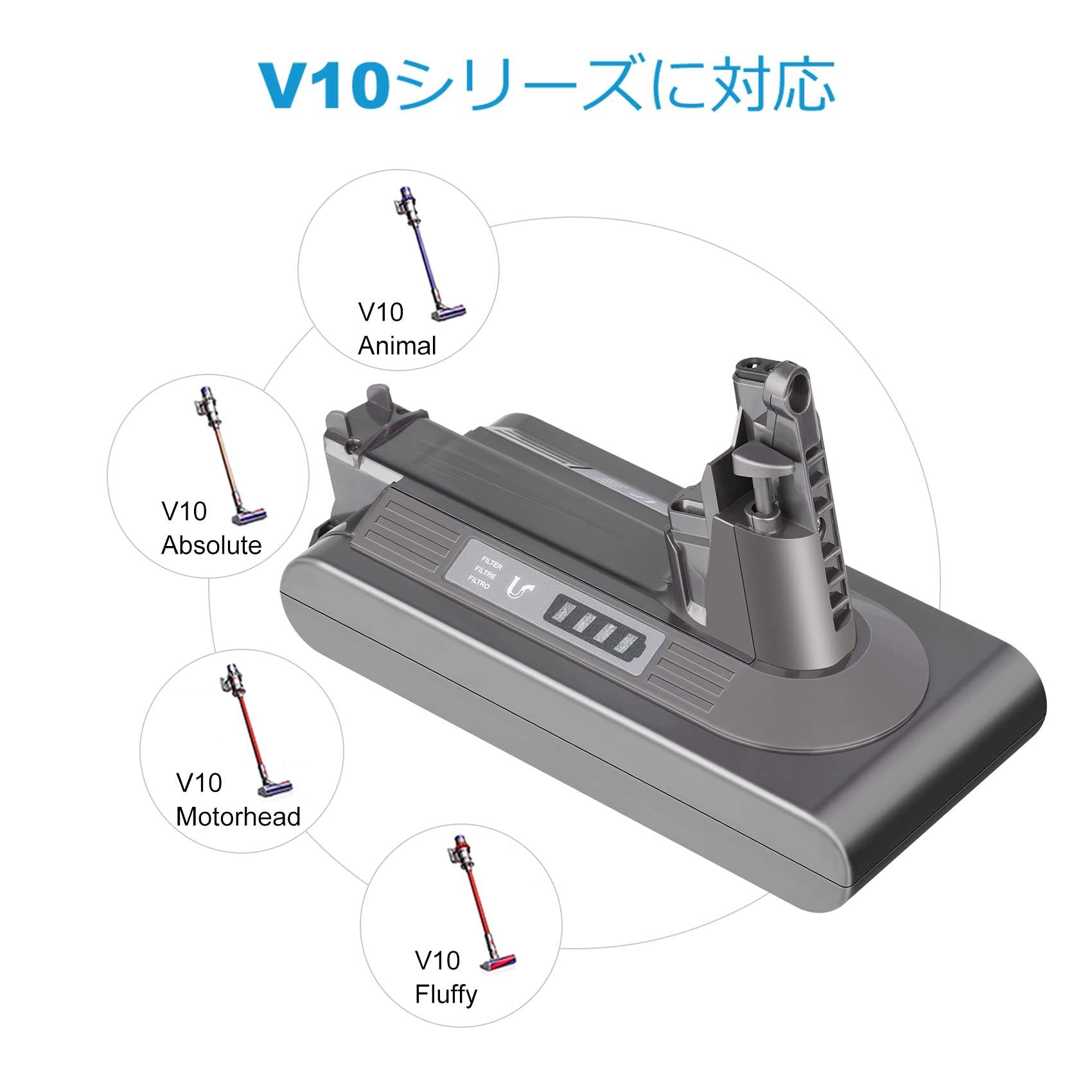 Amazon.co.jp: 互換用 ダイソン V10 バッテリー 3.5Ah 25.5v KUNLUN