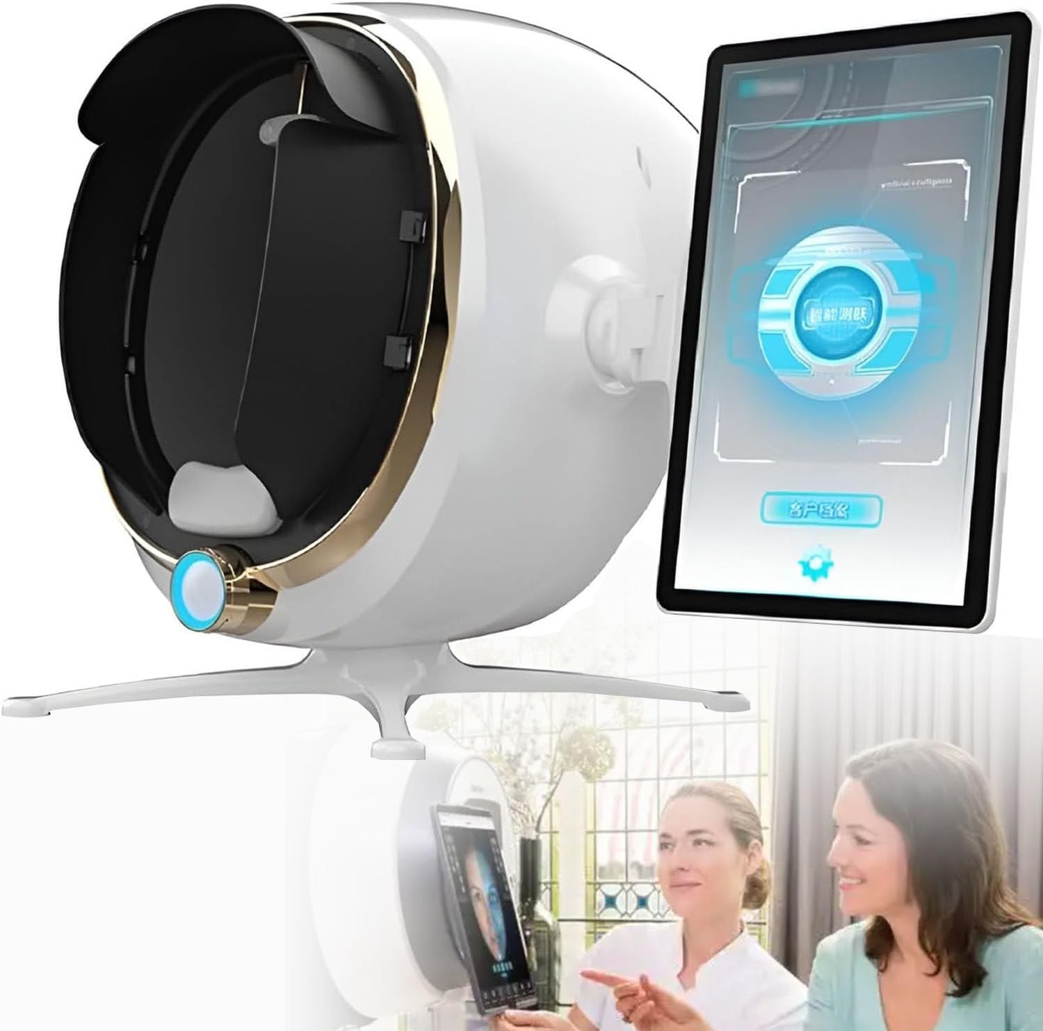 13.3/21.5 Inch Skin Analysis Machine, 36MP AI Facial Skin Analyzer, 8 Spectral Skin Analyzer Machine, Moisture Detector for Beauty Salon & Home, Multi-Language Support,White-13.3in