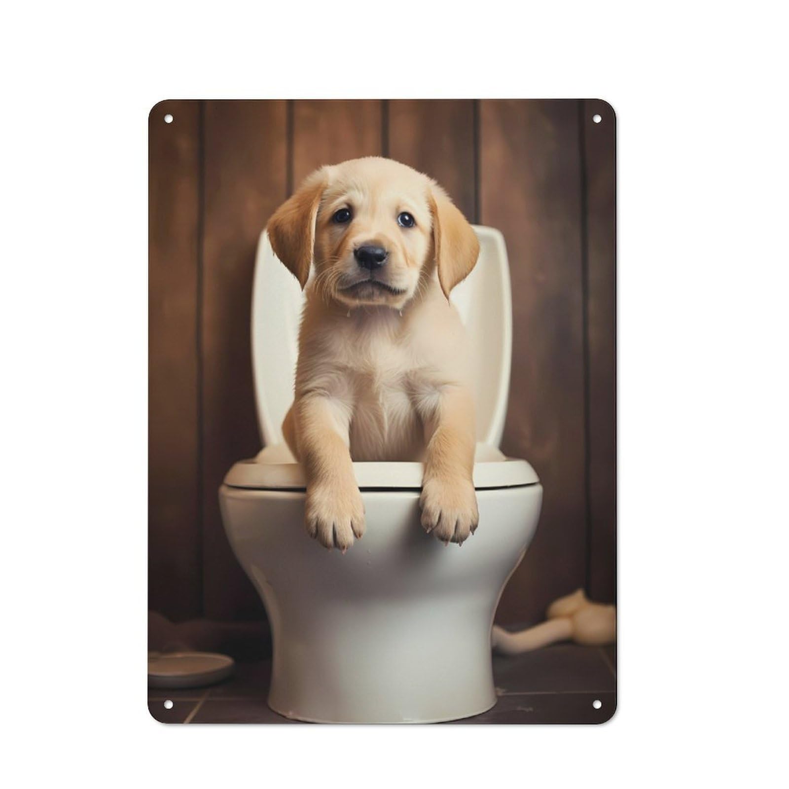 Warehouse Style Tin Wall Sign 40x30cm Featuring Labrador Retriever Toilet, Loft Wall Plaque for Loft, Studio, Office Or Creative Room