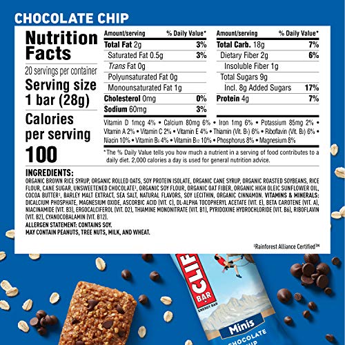 Clif Bar - Mini Energy Bars - Chocolate Chip - (0.99 Ounce Snack Bars, 40 Count) #TOP5