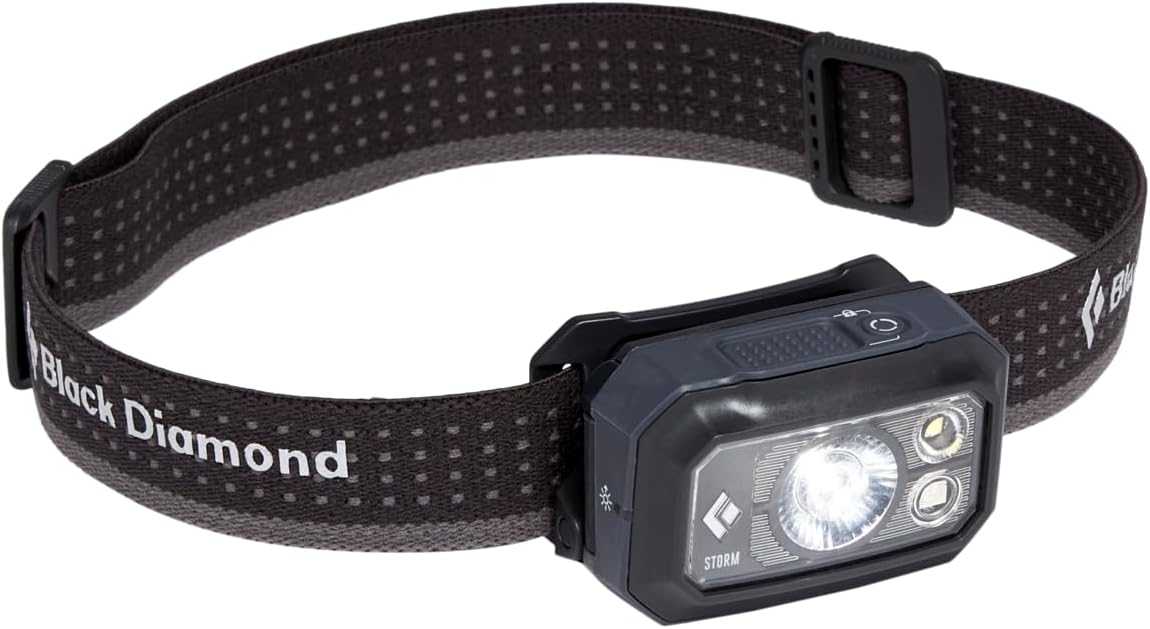 BLACK DIAMOND Storm 400 Headlamp | 400 Lumens Brightness | Waterproof & Dimmable | 3X AAA Battery Operated (Included | Camping, Hiking, Running | Graphite