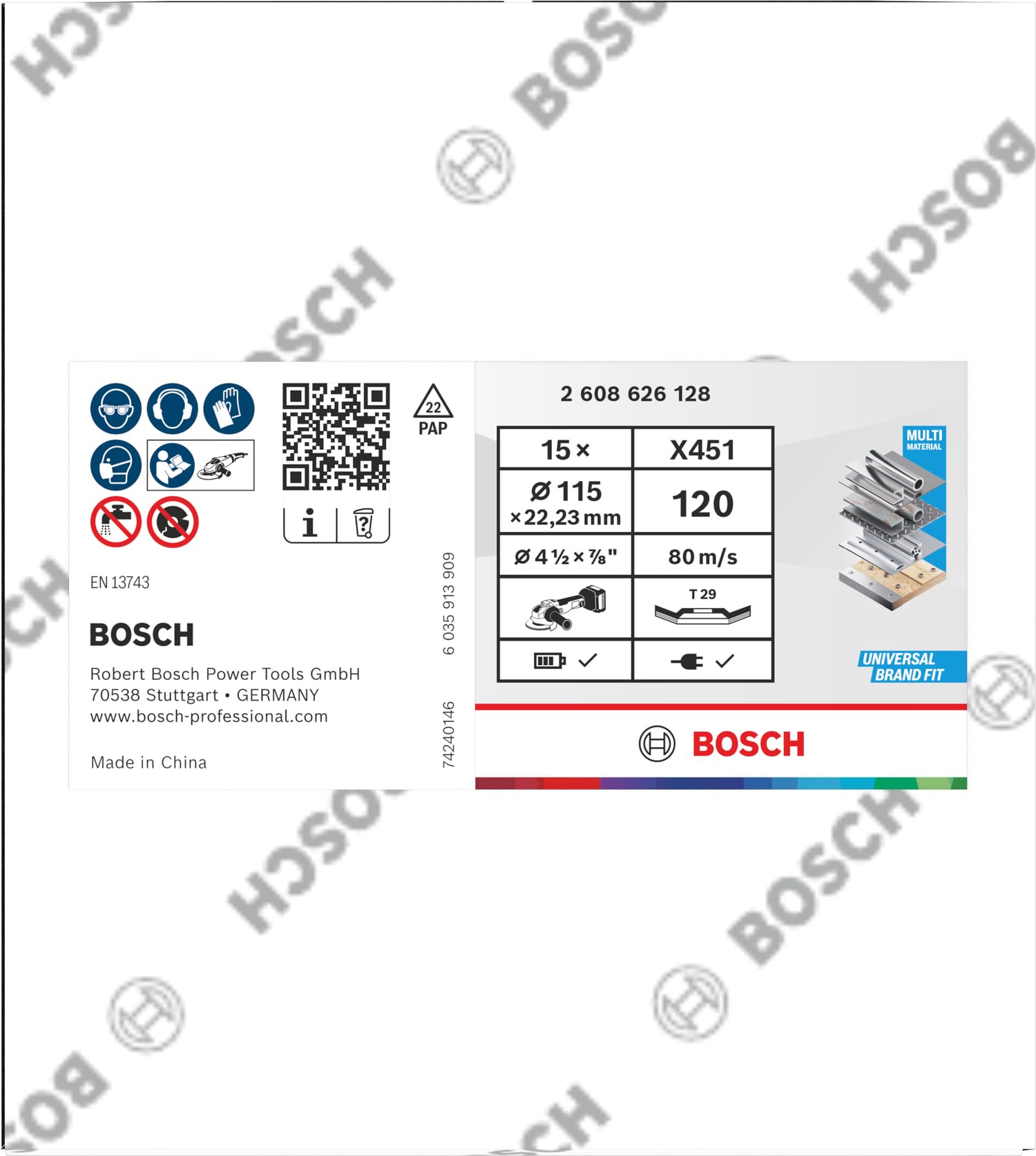 Bosch 15x Disco lamellare X451, G80, G120 (per Acciaio, Alluminio, Ø 115 mm, Grano 120, Professional Accessorio Smerigliatrice angolare piccola)