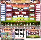 World Cup Schedule Poster 2 PCS Soccer Party Decorations Knockout Stage Bracket Wallchart & Group Stage Wallchart Showcase Waterproof Backdrop Banner Merchandise Football Fans Gifts with Hook 33x24"