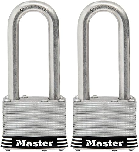 Miniatura 10 de Master Lock 5SSQLJ - Candado de acero inoxidable para exteriores con llave, paquete de 4 unidades, color plateado