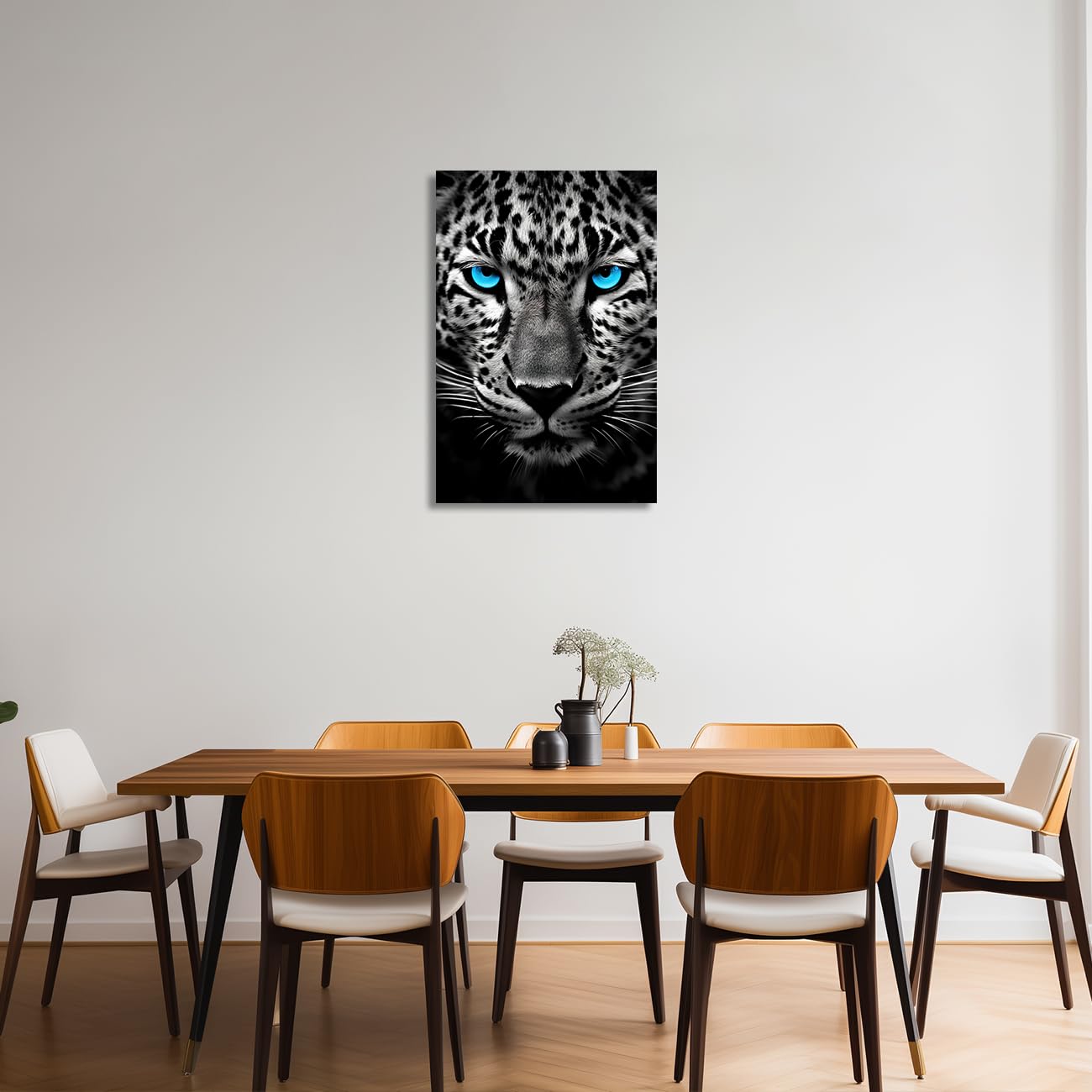 Amazon.co.jp: ZQQART ヒョウ キャンバス ウォールアート 青い目