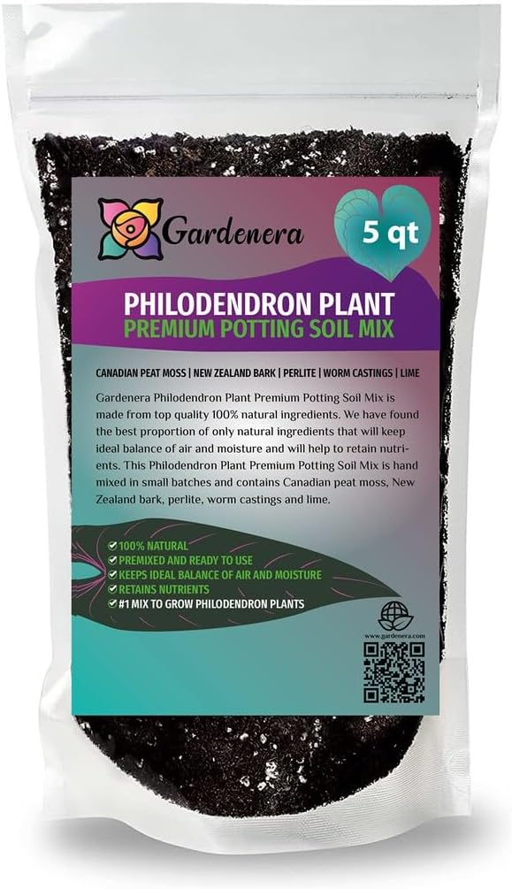 Premium Philodendron Potting Soil by Gardenera - Unlock The Full Potential of Your Plants - 5 QUARTS