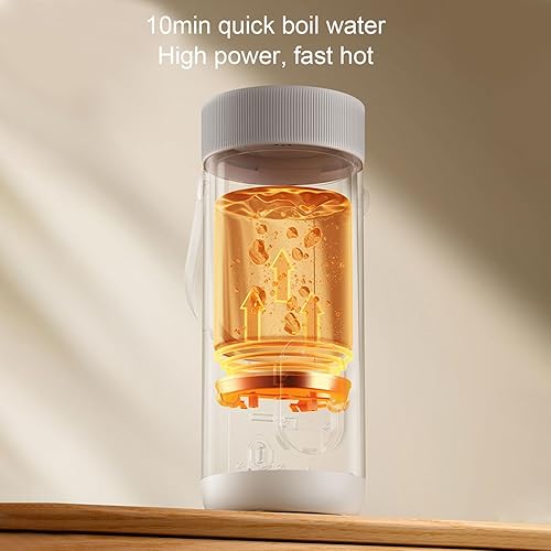 Miniatura 3 de Jectse Hervidor eléctrico portátil de acero inoxidable de 11.8 fl oz USB de 10 minutos de ebullición rápida inalámbrica para té y café, pequeña