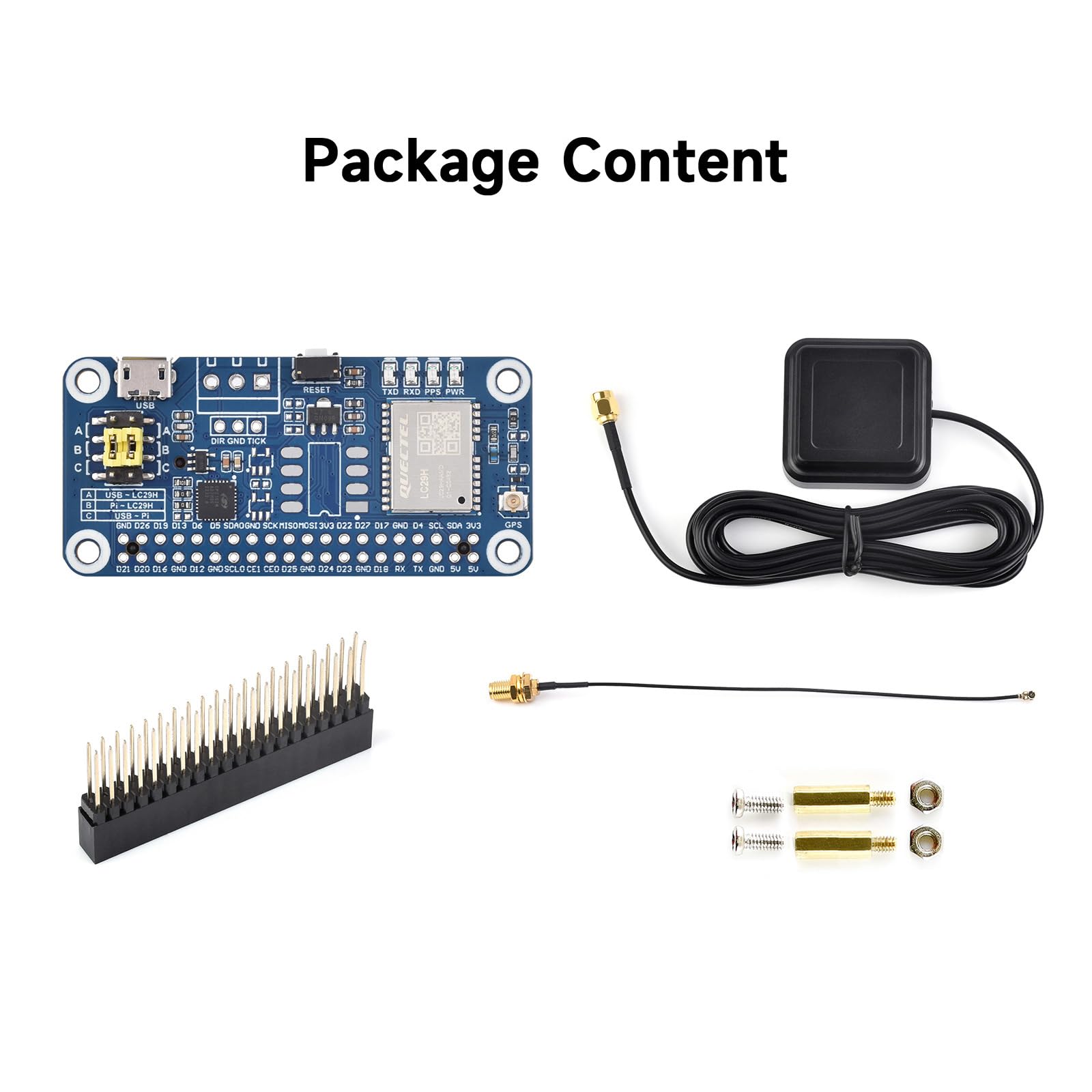 Waveshare LC29H Series Dual-Band GPS Module for Raspberry Pi, Dual-Band L1+L5 Positioning Technology, Supports RTK Rover to Realize High-Precision Centimeter-Level Positioning