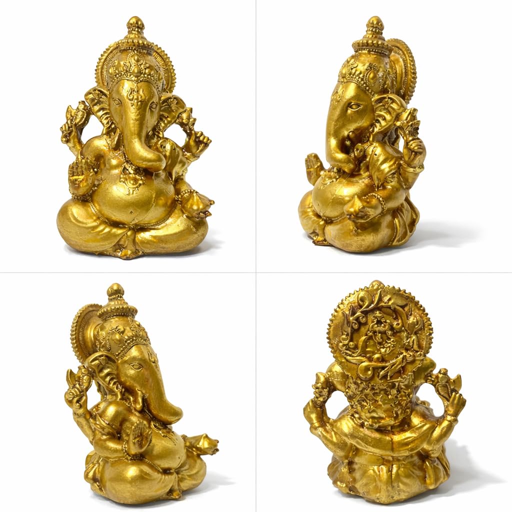 Ganesha, statua a forma di idolo per cruscotto dell'auto, decorazione per la casa, in resina, dio indù, per scrivania, ufficio, decorazione spirituale, regalo religioso Diwali Ganesh