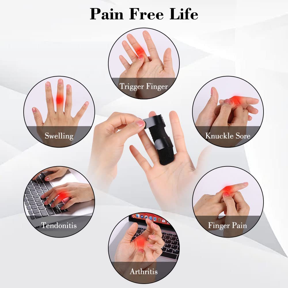 ACWOO Stecche per le Dita, 2 Pezzi Stecca per Dito Regolabile, Supporto di Mano Splint Dito per Allevia il Dolore, Tendinite, Artrite, Slogato, Rotto, Frattura (Nero)