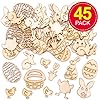 Baker Ross AT476 Easter Mini Wooden Shapes - Pack of 50, Creative Art And Craft Supplies For Kids To Make And Decorate #1