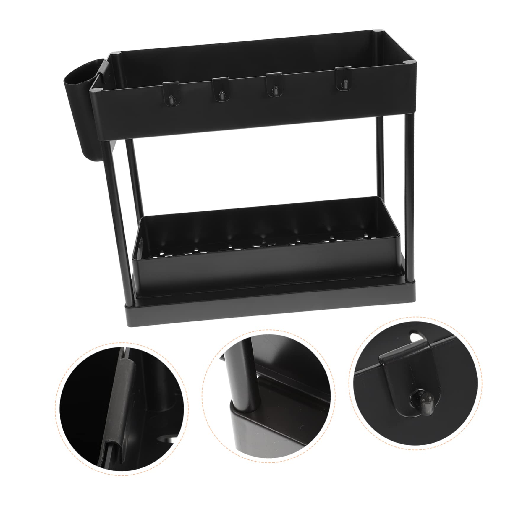 Alipis under Sink Organizer Rolling Drawer Storage Rack Kitchen Spice Container Storage Shelves Easy to Clean