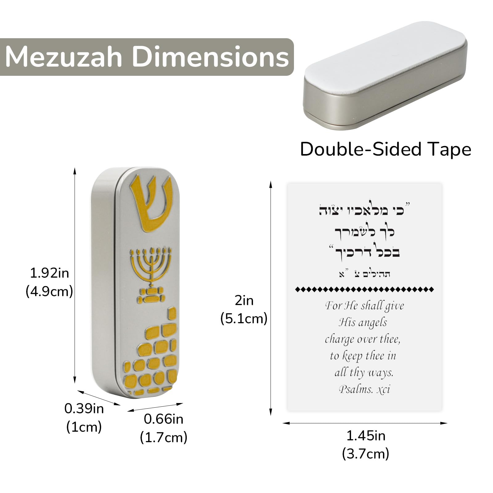 Mezuzah - Mezuzah per auto con preghiera da viaggiatore, in metallo, con custodia a ribalta, design con mattoni di Gerusalemme, per un regalo artistico ebraico sicuro (oro)