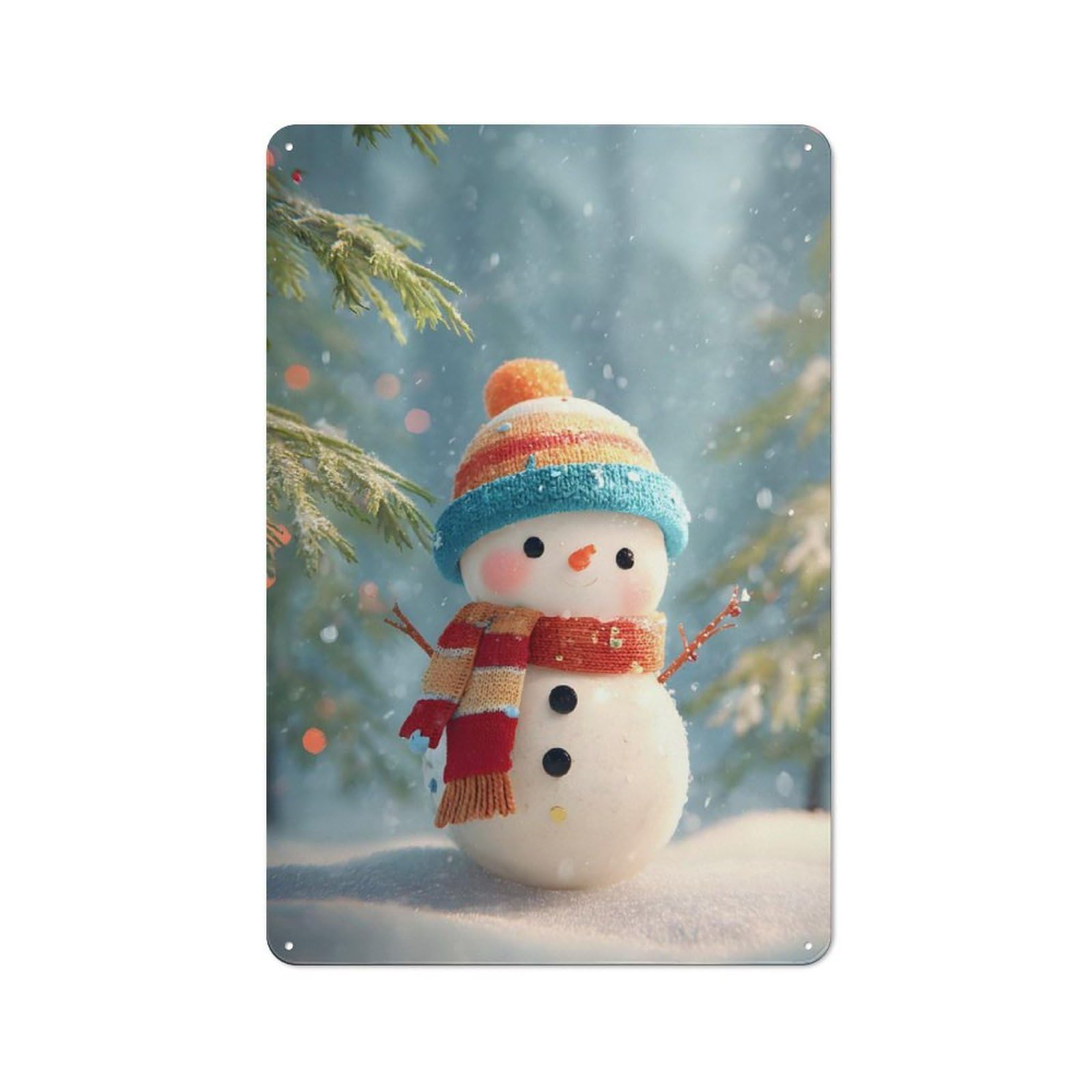 Junmoney Style-21 Cute Snowman In Winter Wonderland Rustic Tin Sign 30X20cm For Home Office Or Studio, For Vintage Wall Decor Fans, For Home Office And Studio Walls