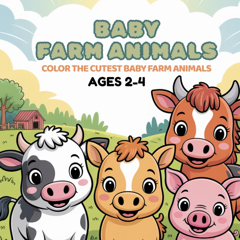 Baby Farm Animals Coloring Book for kids Ages 2-4: Big, Simple, and Cute Farm Animal Coloring Pages for Toddlers | Best Gift for Boys and Girls
