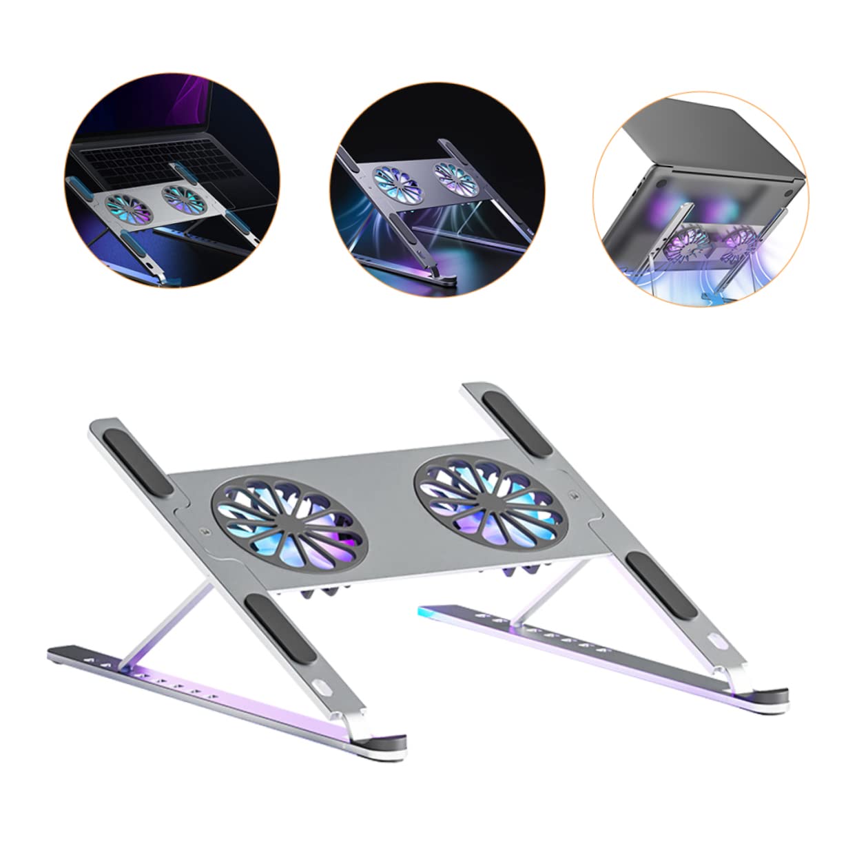 SHINEOFI Support Réglable Ventilé pour Ordinateur Portable en Alliage D'aluminium Circulation d'air Interne et Externe, Design Spécial et Texture Raffinée pour Bureau