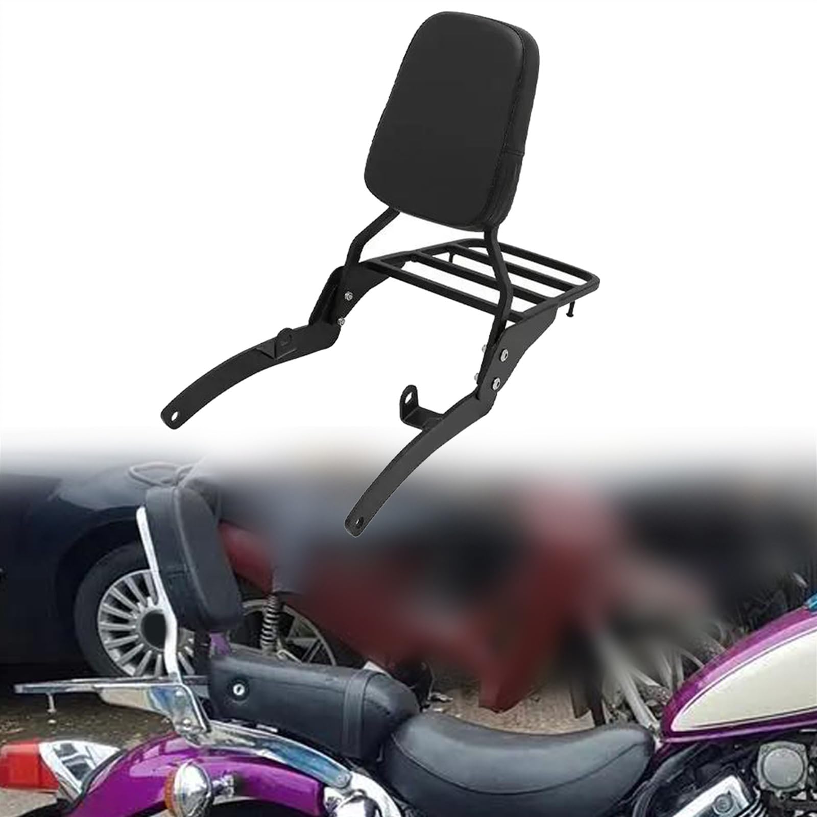 Dossier arrière sissy bar moto Yamaha Virago XV535 XV400 avec support bagage 1987-2021 - 8